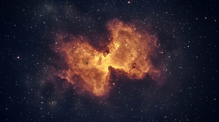 Breathtaking nebula image showcasing vibrant orange and gold hues amidst a backdrop of countless stars, ideal for space, astronomy, or science themes.