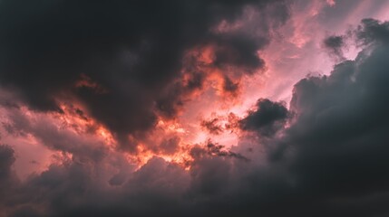 Fototapeta premium Dramatic Sunset with Dark Clouds and Vibrant Light Contrast