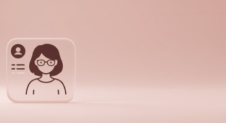 Obraz premium Minimalist Profile Icon Design: A Simple Feminine Avatar on a Pale Pink Background