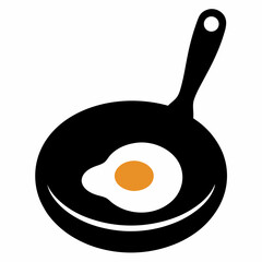 Frying Pan Egg Breakfast Icon Vector for Cooking and Food Design Projects