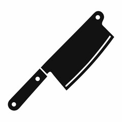Sharp Meat Cleaver Silhouette Vector Butcher Knife Icon for Restaurant Menus and Kitchen Designs