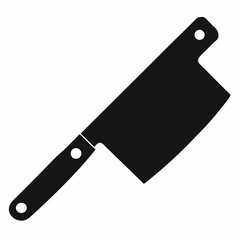 Sharp Meat Cleaver Silhouette Vector Butcher Knife Icon for Restaurant Menus and Kitchen Designs