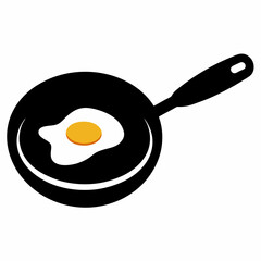 Frying Pan Egg Breakfast Icon Vector for Cooking and Food Design Projects