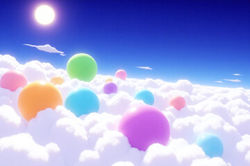 Obraz premium bunch of colorful balloons floating in the sky