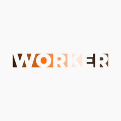 WORKER word with colorful on white