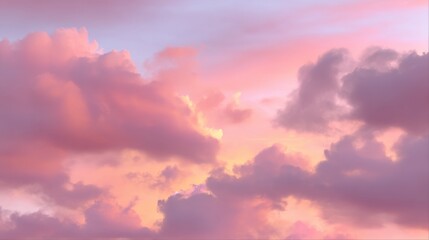 Obraz premium Serene Pink and Purple Sky with Soft Clouds at Sunset