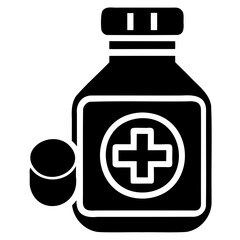 Simple medicine and health care icon black silhouette isolated on transparent background