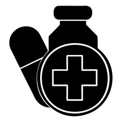 Medicine care icon black silhouette vector illustration on a transparent background