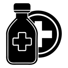 Obraz premium First aid medicine icon black silhouette design on transparent background