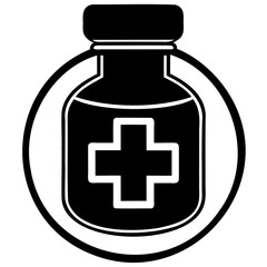 Black silhouette medical care symbol vector image isolated on transparent background