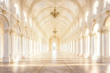 Fototapeta premium Opulent hallway with intricate architecture, grand design and spaciousness