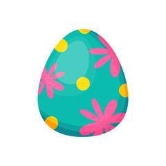 Easter egg green color vector, single element.  With rabbit print. Happy Easter! Stock image isolated on white background.  