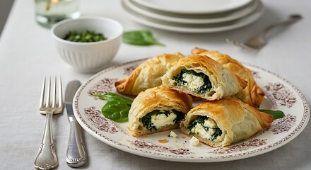 Spinach and Feta Phyllo Pastries: A Rustic, Golden-Brown Delight