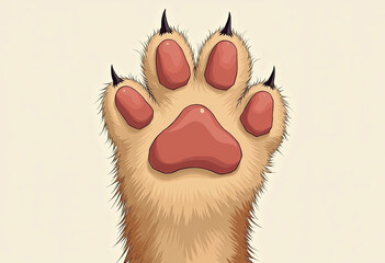 Obraz premium Detailed anatomical drawing of a Maine cat’s paw pad, with realistic shading and subtle textures highlighted against a clean backdrop. 