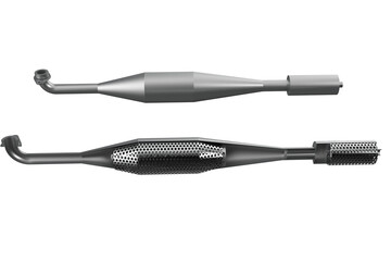 Naklejka premium Cross-Section of a Motorcycle Silencer Showing Noise Reduction Components, Detailed Structure of a Motorcycle Exhaust System Interior, motorbike, bike, Internal View on a PNG Transparent Background
