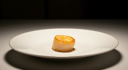Seared Scallop on White Plate A Culinary Delight - Exquisite Seafood Dish Photography
