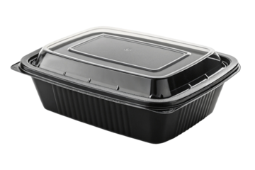 Black plastic container storage box
