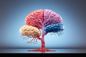 Colorful Human Brain Tree Concept – Growth and Knowledge Metaphor