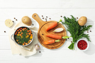 Vegetable soup, healthy nutrition and healthy lifestyle, homemade