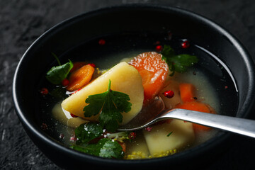 Vegetable soup, healthy nutrition and healthy lifestyle, homemade