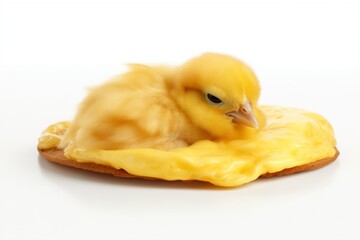 Surreal Concept of Chick Resting on an Omelet – Ethical Food Art