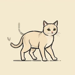 Obraz premium A charming illustrated cat walking gracefully, showcasing its playful demeanor and adorable features.