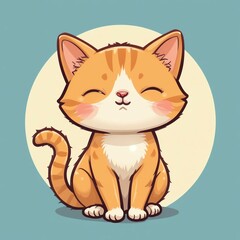 A cute cartoon orange cat sitting calmly, showcasing its charming personality and playful spirit, perfect for animal lovers.