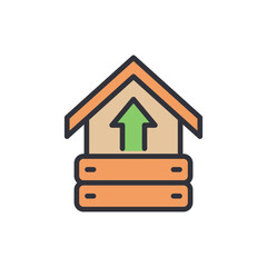 Abstract Warehouse With Upward Arrow Symbolizing Growth And Progress