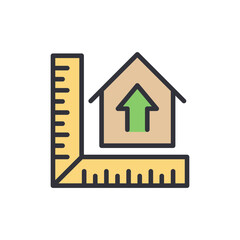 House Development And Real Estate Growth Illustrated With Measurement Tool