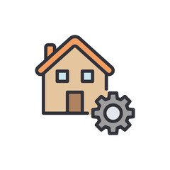 House Maintenance And Repair Services Icon Design With Gear Wheel