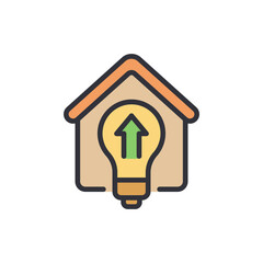 Innovative Housing Solutions With Lightbulb And Upward Arrow Symbolism