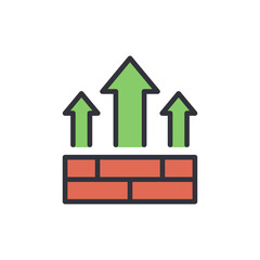Firewall Security With Directional Arrows Showing Outward Movement