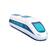 Futuristic High-Speed Train in Sleek Design Isolated on White Background