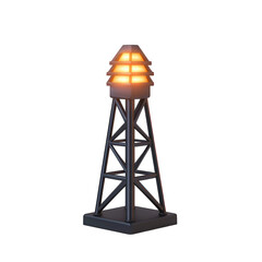 Vintage Style Oil Rig Tower with Illuminated Warning Lights Design