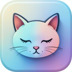 A vibrant, playful illustration of a cat face, featuring soft colors and a modern design, perfect for various creative projects.