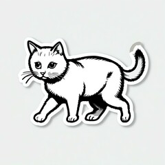 Obraz premium Stylized illustration of a curious cat exploring its surroundings with playful curiosity and charm, perfect for pet lovers.