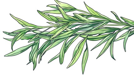 Fototapeta premium Delicate illustration of a flowering herb's branch.