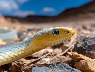 Fototapeta premium Close-up of a snake in a desert habitat