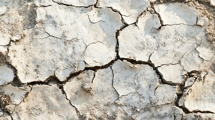 Obraz premium Close-up of a rugged stone surface with natural cracks and texture, displaying earthy tones illuminated by directional side lighting, creating a dramatic and deep visual effect.