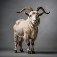 Fototapeta premium Gentle White Goat Looking at the Camera 