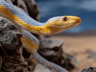 Fototapeta premium Close-up of a snake on rocks