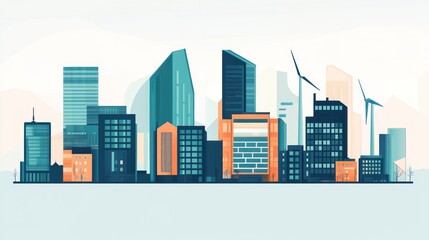 Fototapeta premium Modern Eco-Friendly Cityscape: Sustainable Urban Design