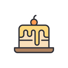 Delicious Cake With Caramel Drizzle And Cherry On Top Sweet Treat