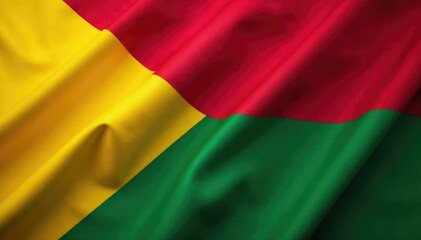 Fototapeta premium Close-up shot of the Guinea flag, vibrant red, yellow, and green colors , bright, west african