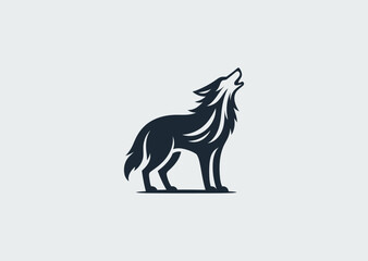 Howling wolf logo for wild, powerful, or outdoor-themed branding.