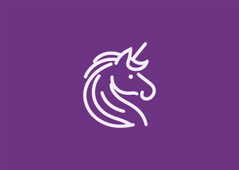 Unicorn line logo for fantasy, magical, or kids-focused brand identity.