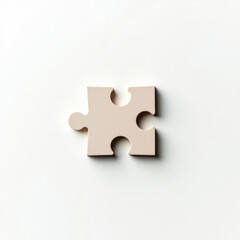 Obraz premium Single Beige Puzzle Piece on White - Minimalism