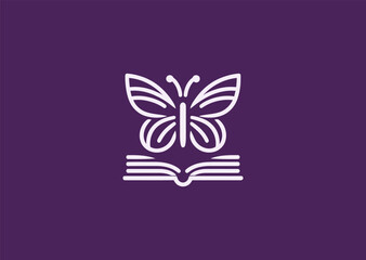 Minimal butterfly and book logo for learning, nature, or beauty.