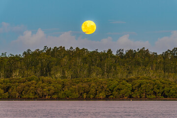 Full Moon Rising at the Waterfront