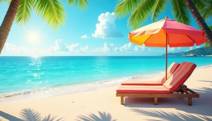 Obraz premium Summer sale banner, vibrant colors, beach scene, discount, promotion , limited, holiday, offer